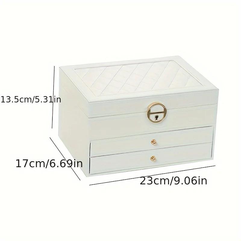 Jewelry Organizer Box, Women Jewelry Box 3 Layers with 2 Drawers, Large Jewelry Organizers Jewelry Boxes Display