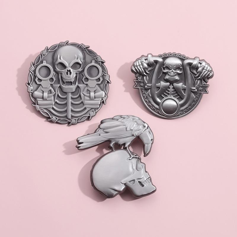 Spilla Unica in Metallo a Forma di Teschio Accessorio di Moda Eccentrico Per Eventi e Feste di Halloween