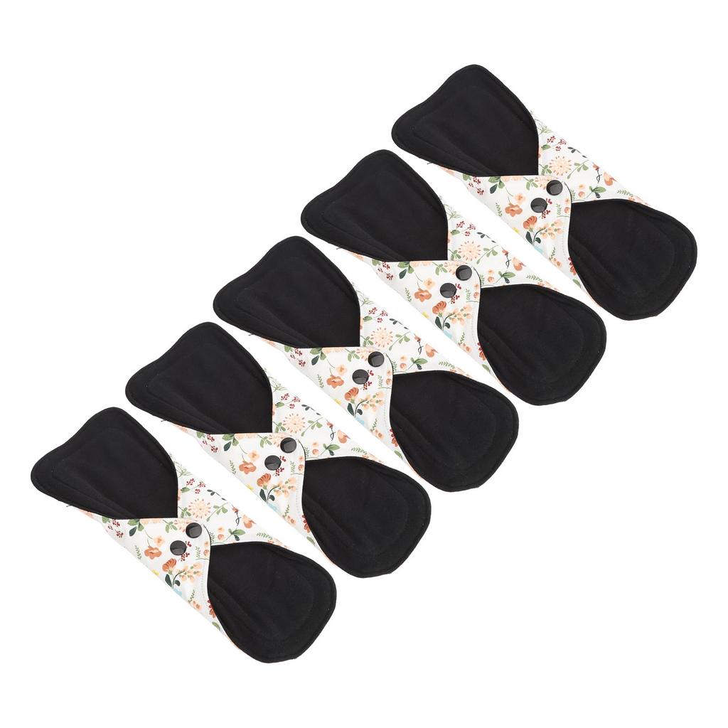 5pcs Washable Breathable Menstrual Pad Flower Pattern Super Absorbent Reusable Cotton Sanitary Pad