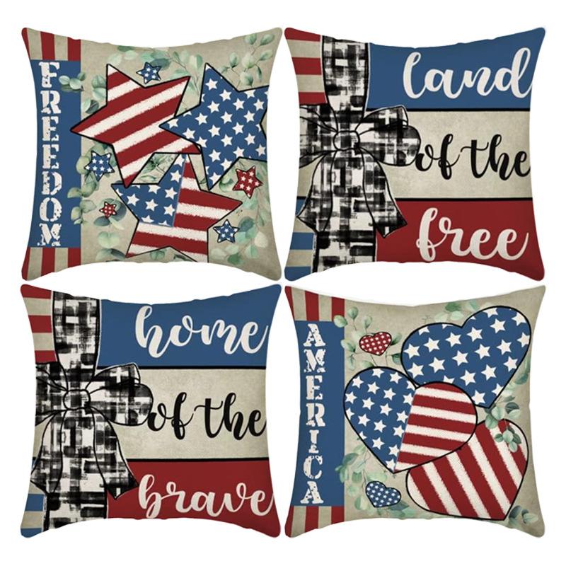 New Independence Day Cushion Pillow Cover Nordic Linen Pillow Cover