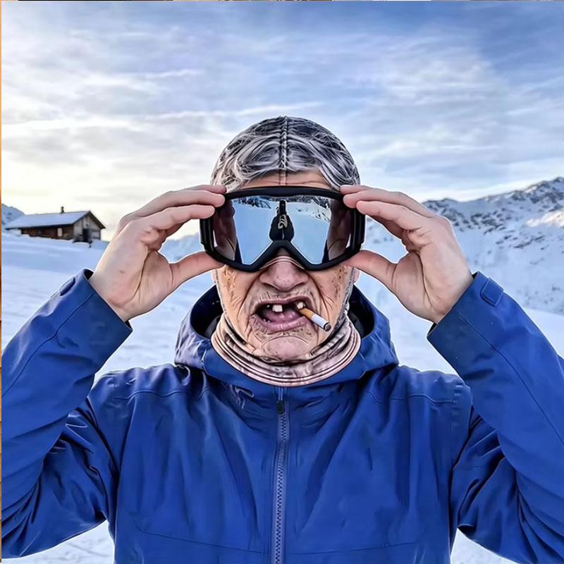 3D-gedruckte Vollgesichtsmaske für alten Mann, winddichte Winter-Skimütze, lustige realistische Gesichtsbedeckung für Motorrad, Wandern, Outdoor-Sport