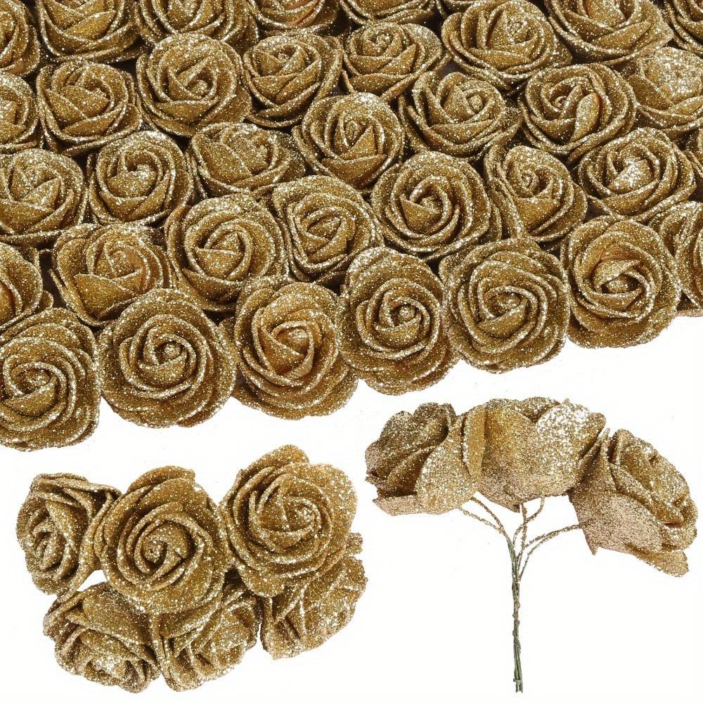 120 ks 4,5 cm Umělé květiny Pěnové třpytivé růže Třpytivá pěnová růže se stonky pro DIY Svatba Domov Párty Valentýn Den matek