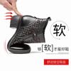 Leather cool boots women's spring and summer retro literary thick heel round head hollow round head short boots new mother sandals