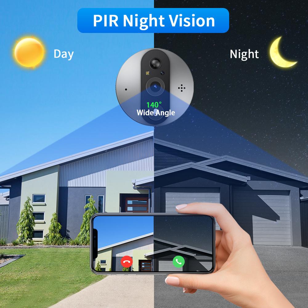 4.3 Inch Smart WiFi Video Doorbell Night Vision Tuya Peephole Camera Human Detection Doorbell WiFi Peephole Door Camera 300PA