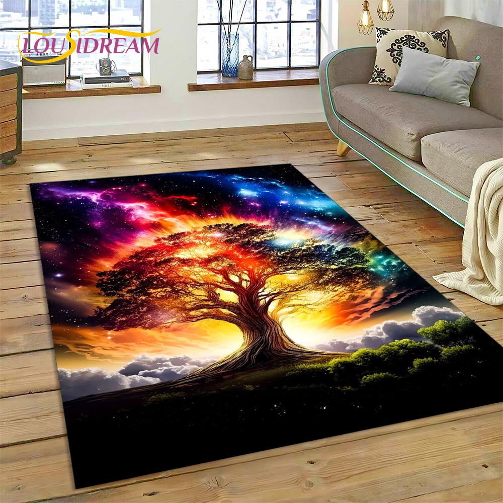 Tree of Life Nature Viking Yggdrasil Norse Rug Carpet for Living Room Bedroom Decor,Non-slip Decoration for Sofa Doormat Gift