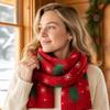 Green Plaid Wool Scarf Long Red Shawl Thicken Knitted Christmas Scarf  Autumn Winter
