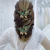 3Pcs/set Wedding Rhinestone Green Leaves Bridal Hairpins Hair Sticks Hair Forks Hair Accessories