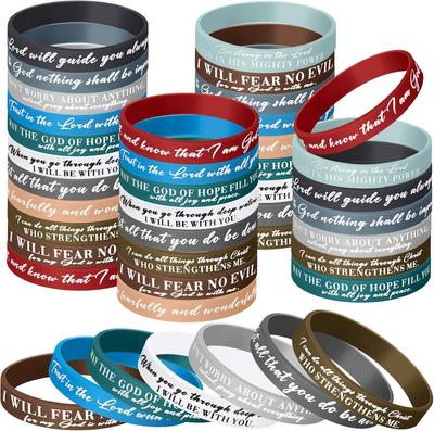 Bible Verses Bracelets Bulk Scripture Silicone Wristbands Inspirational Motivational Quote Rubber Wristbands Christian Bracelets for Easter Carnival