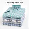 Мужская не требующая глажки хлопковая рубашка с коротким рукавом в полоску - Не мнущаяся повседневная летняя одежда