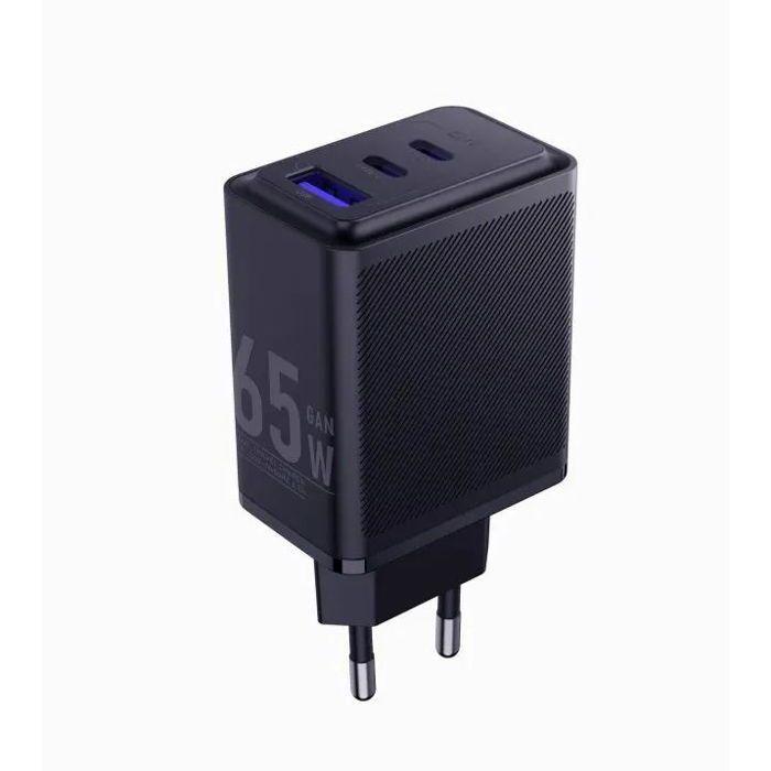 Vention 3-Port USB (C C A) GaN Charger (65W/65W/30W) EU-Plug Black