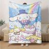 1pc, Sanrio Celebrate with Cinnamoroll: Cozy Home Decor Blanket, Perfect Gift! Flannel Throw Blanket for Bedroom, Living Room, Travel, Camping, Car, B