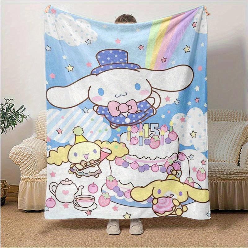 

1pc, Sanrio Celebrate with Cinnamoroll: Cozy Home Decor Blanket, Perfect Gift! Flannel Throw Blanket for Bedroom, Living Room, Travel, Camping, Car, B 130x150cm
