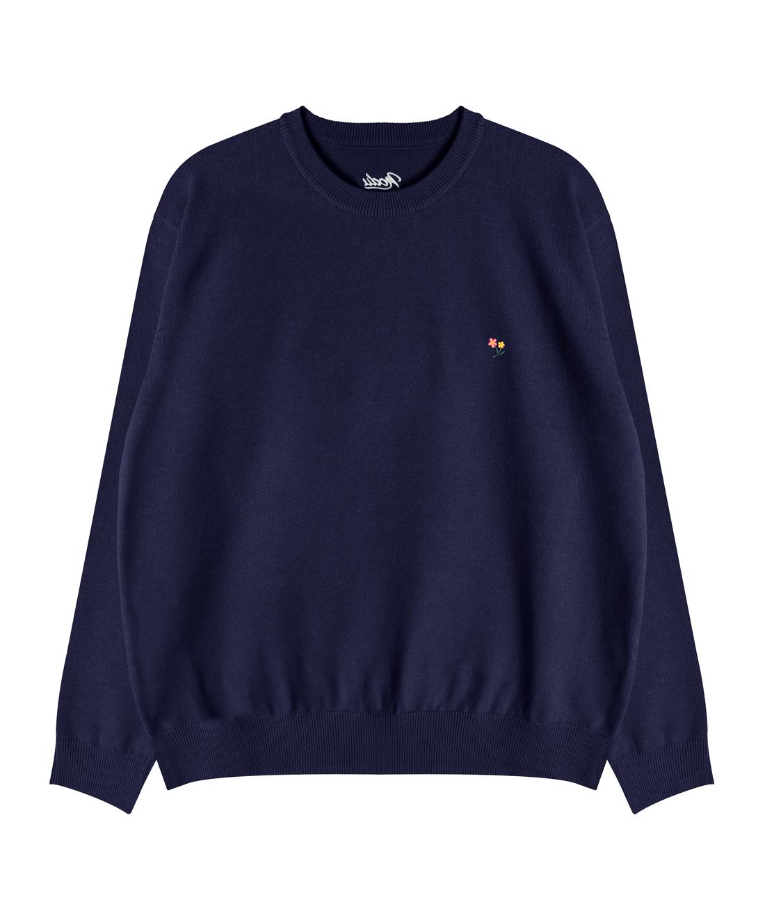 Nod You Signature Flower Soft Knit [Navy] M