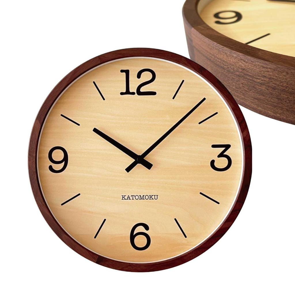 KATOMOKU muku clock 20 Walnut wall clock with continuous second hand km-137WARC 382mm (radio-controlled clock)