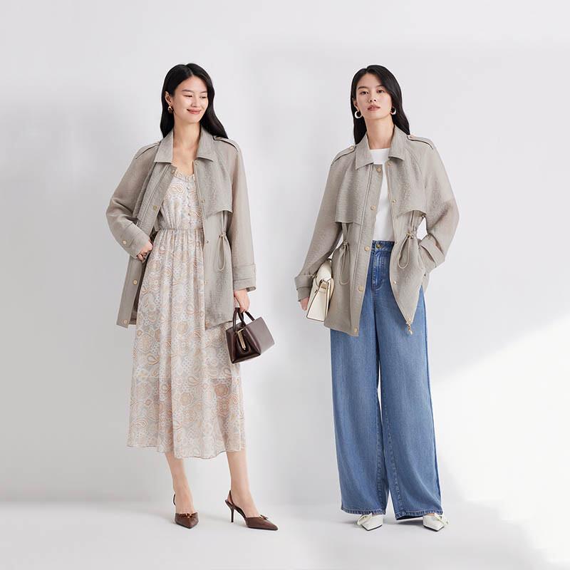 JESSIE Drawstring Waist Trench Coat