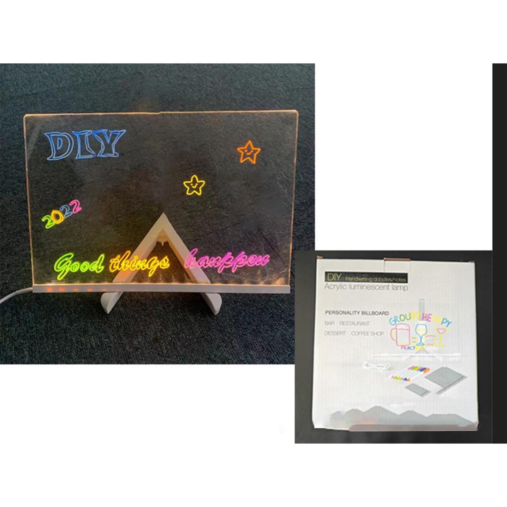 DIY Handwritten Luminous Night Light Erasable Message Board Atmosphere Light Acrylic Painting Board Stall Display Board