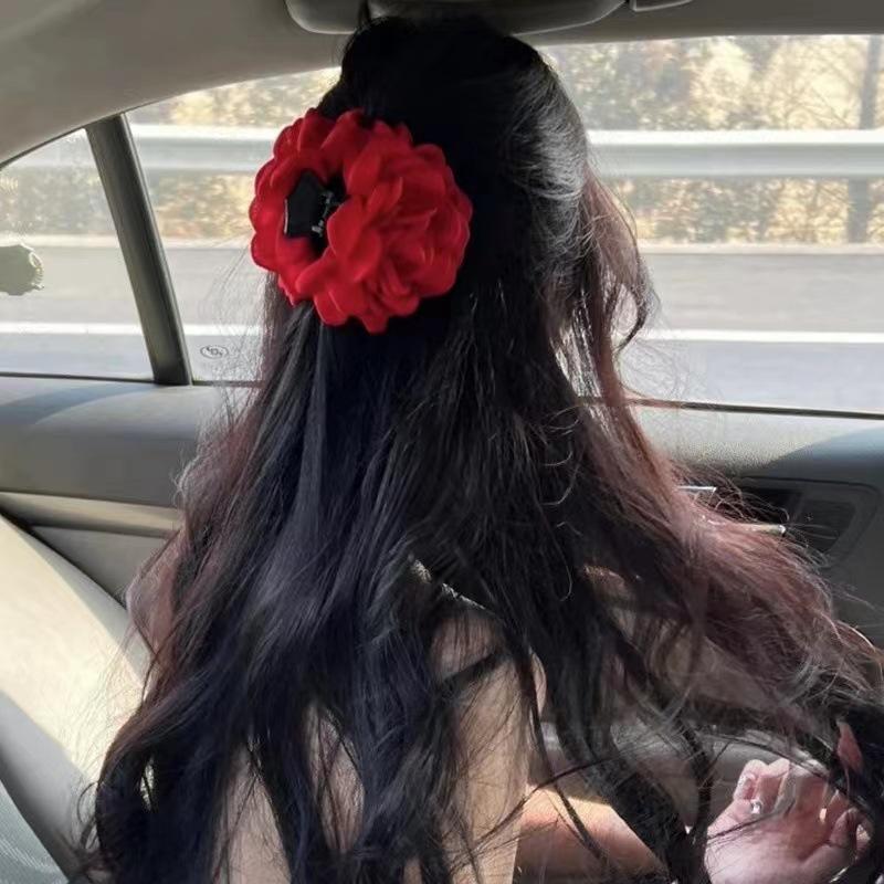 

Дорогая заколка-краб для волос в виде красной розы премиум-класса: 3D Увядший цветок Заколка-акула Головной убор