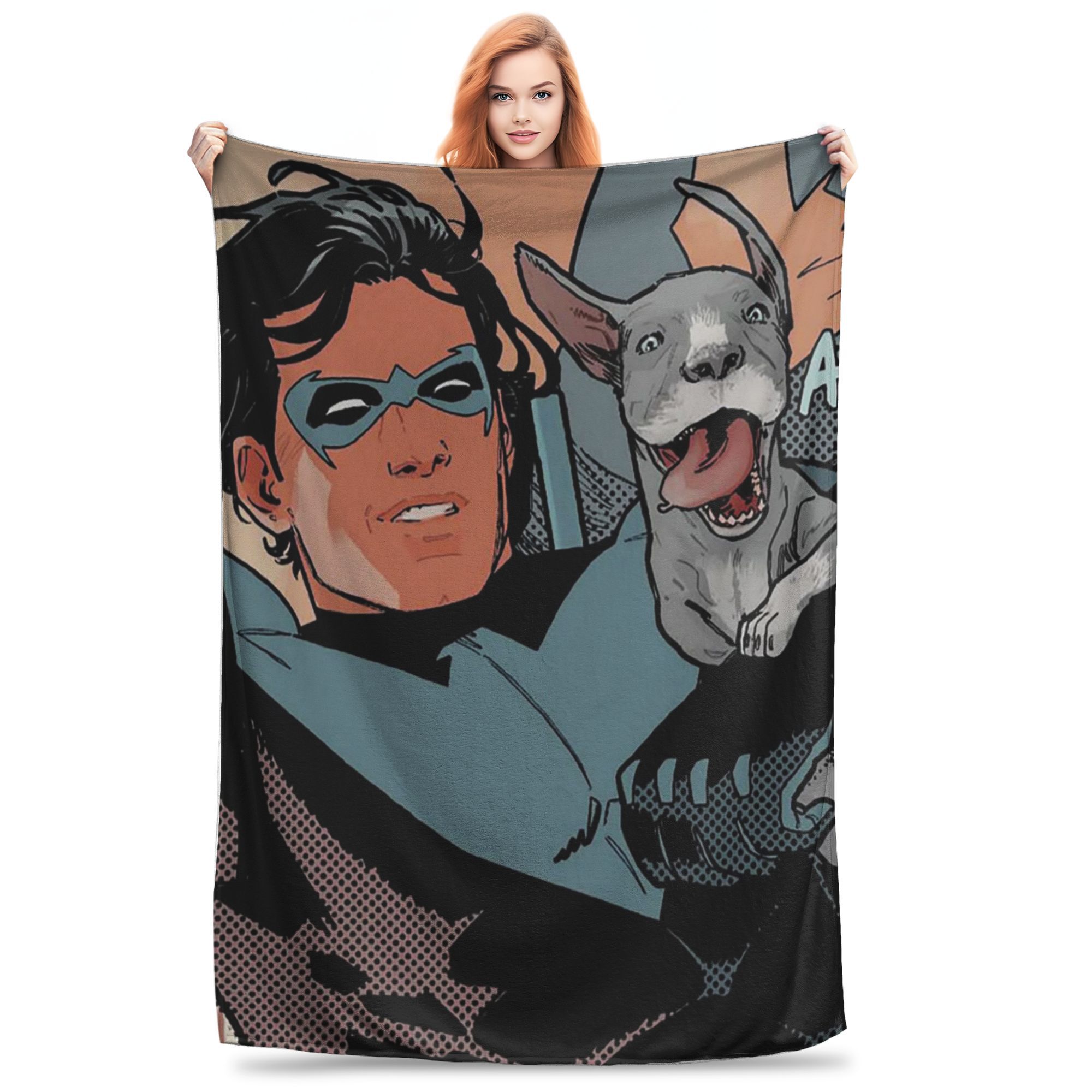 

Flannel Throw Blanket Nightwing and Bitewing Warm Plush Blankets Soft Bedspread for Bed Living room Home Picnic Couch 80x120cm