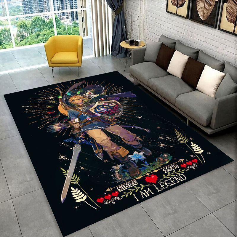 Classic Z-Zelda Cartoon Games Non-Slip Area Rug for Living Room,Bedroom,Playroom,Soft Carpet Floor Mat Home Decor Rug Kids Room