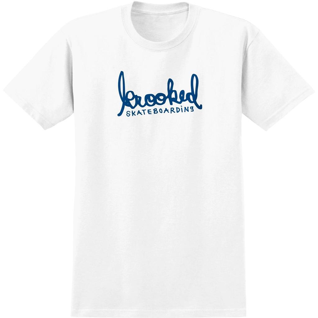 Krooked Skateboards Shirt Skript White/Blue