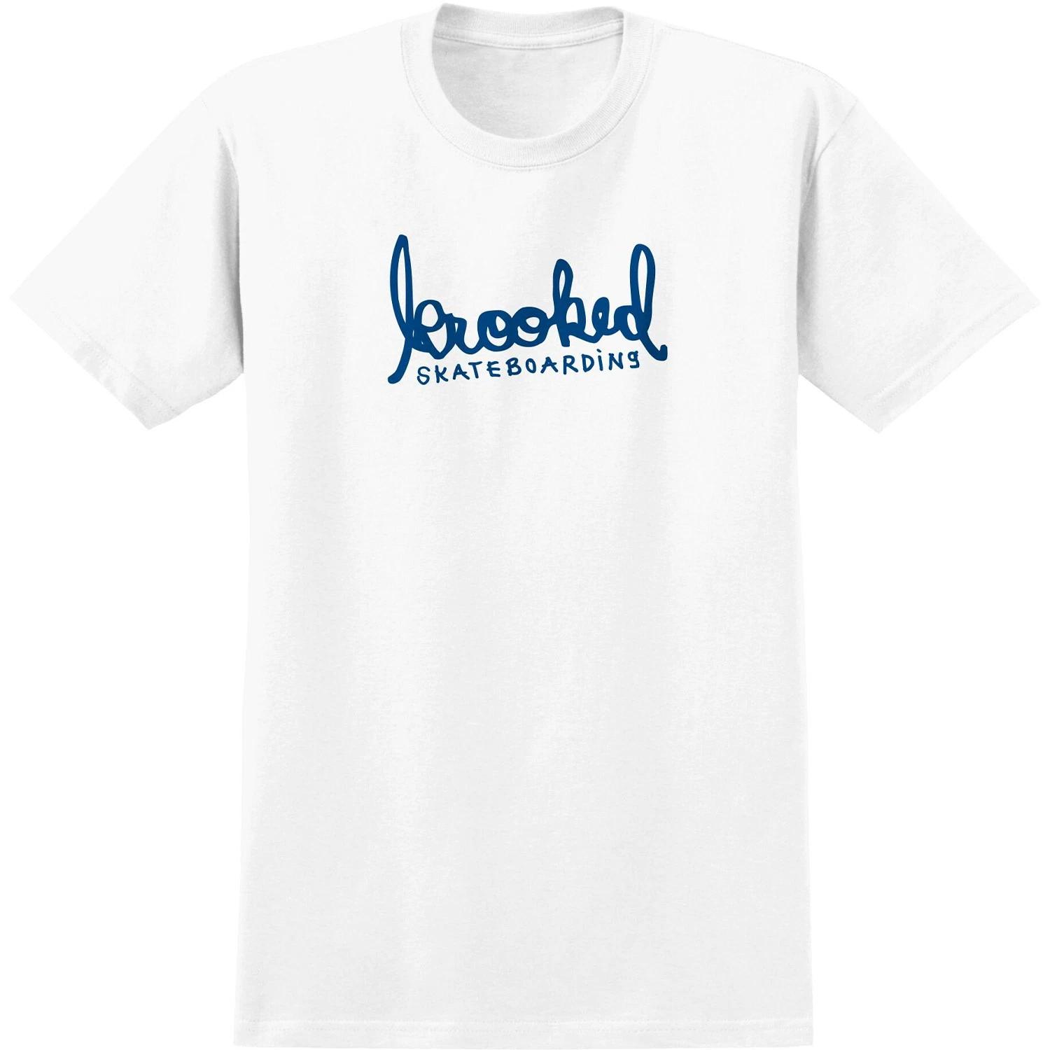 Krooked Skateboards Shirt Skript White/Blue L
