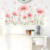 Pink Floral Dragonfly Wall Sticker Self Adhesive PVC Decal for Living Room Bedroom Home Interior Decoration