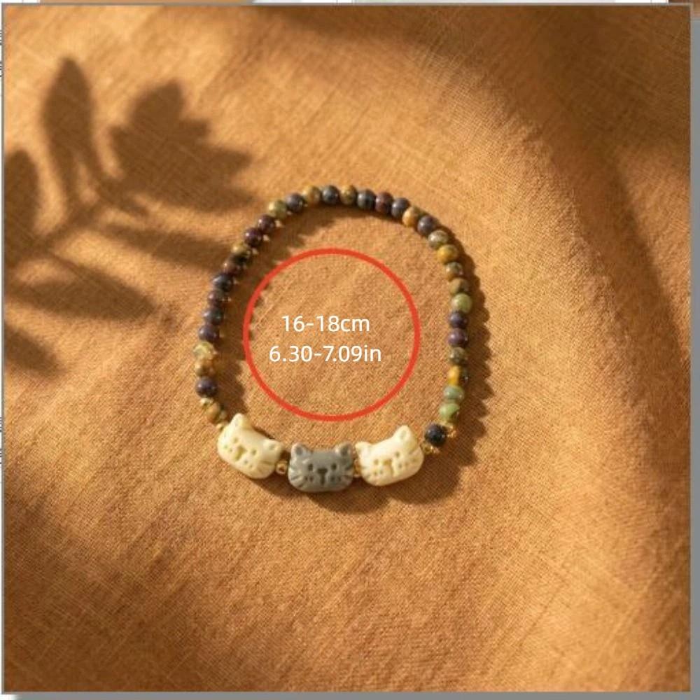 Ornaments New Chinese Style Cat Bracelet Resin Cute Zen Beaded Bracelet Best Friend Women Jewelry Daily