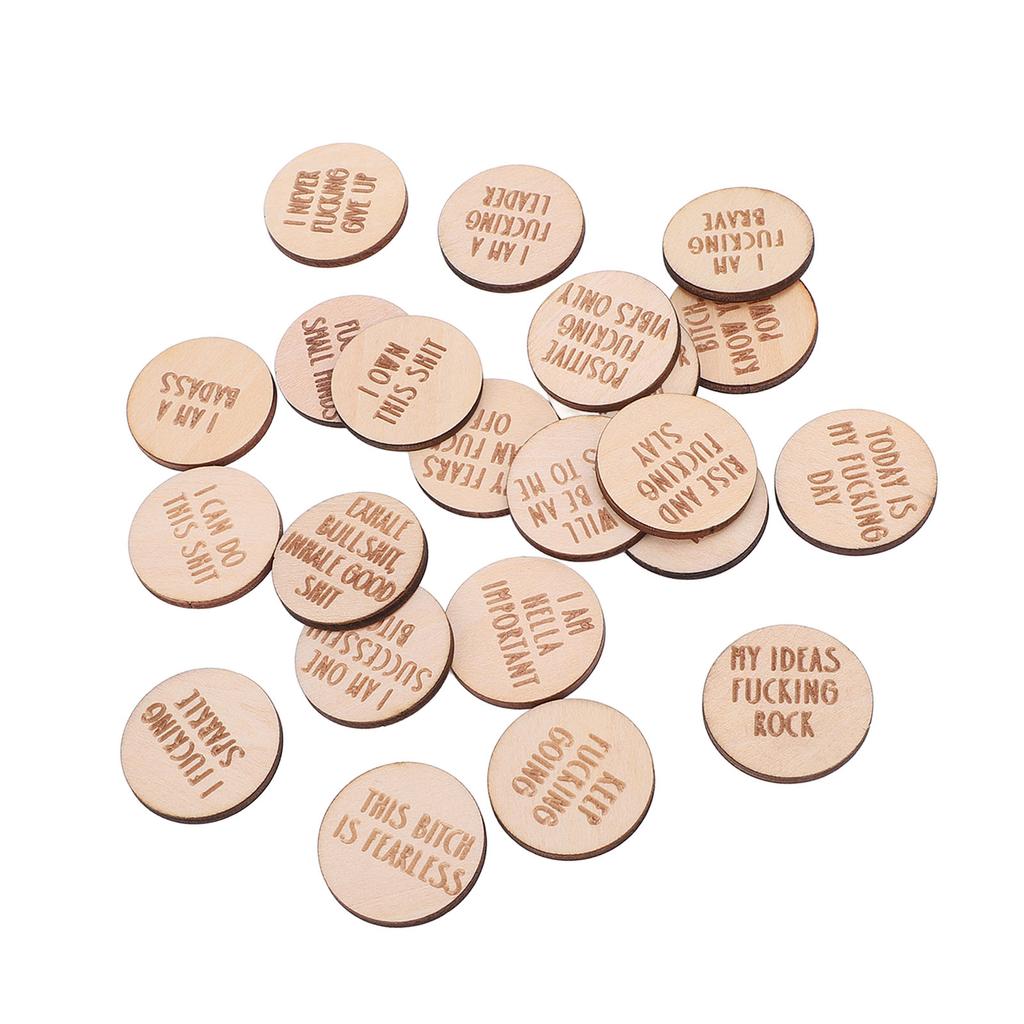 22 Stück Miniatur-Fluch-Affirmationsscheiben Lustige Einzigartige Miniatur-Süße Affirmation Holzdekoration für Familie Freunde Kollegen