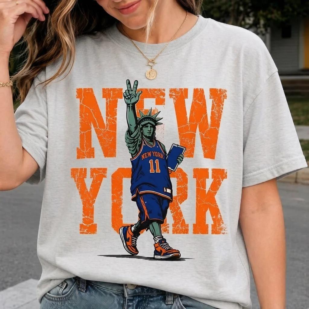 Jalen Brunson 2026 Knicks Pallacanestro Poster Divertente Stampa Grafica Maglietta Uomo Donna Cotone Abbigliamento Y2K Moda Girocollo Manica Corta Estiva Nuova T-shirt
