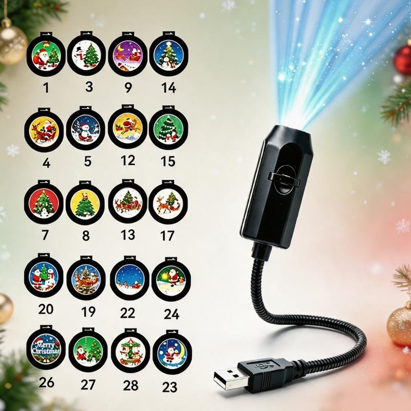 USB Operated Portable Projector Light Christmas Halloween Patterns for Bedroom Home Holiday Decoration