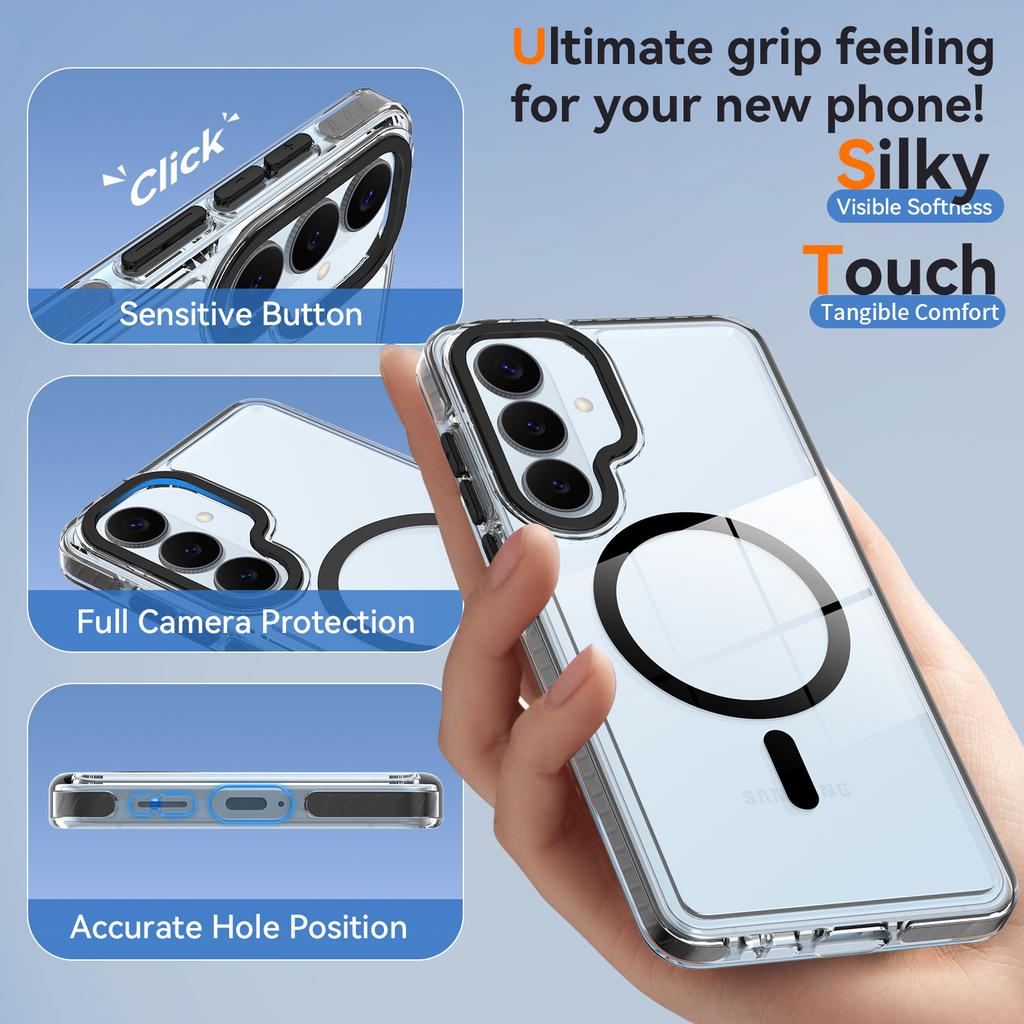 Applicable To Samsung S26plus Transparent Mobile Phone Case S24 Two-color Anti-drop s25UItra Magnetic Protective Case