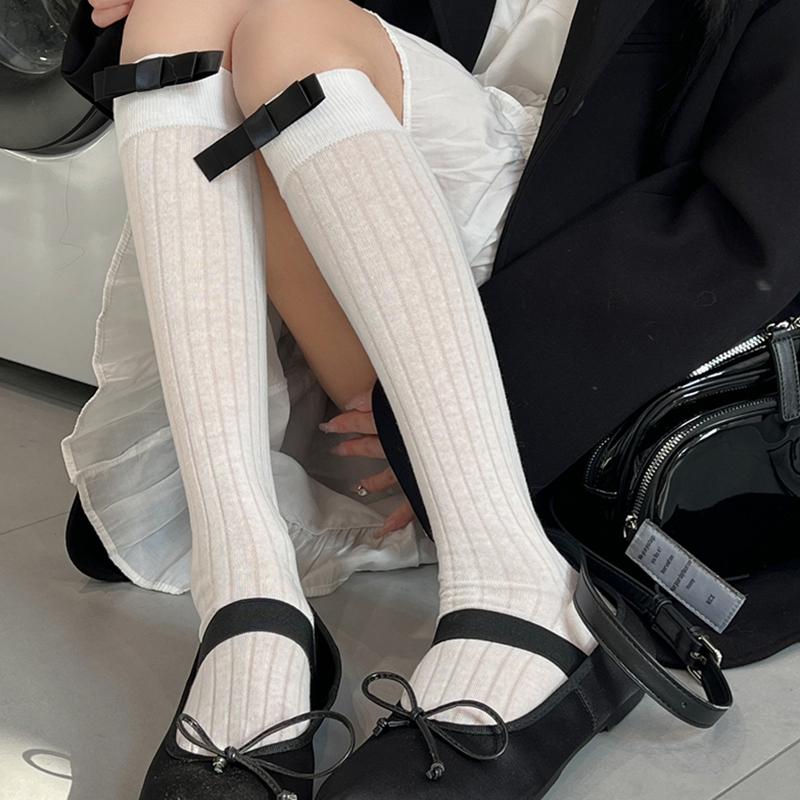 White Ballet Ruffles Stockings Girls Fashion Cotton High Tube Socks Women Sweet Lolita Bowknots JK Short Socks Various Style