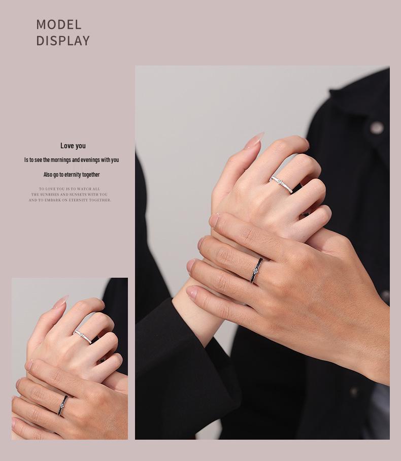 Hochwertige koreanische Little Star Wish Partnerringe aus 999 Sterlingsilber