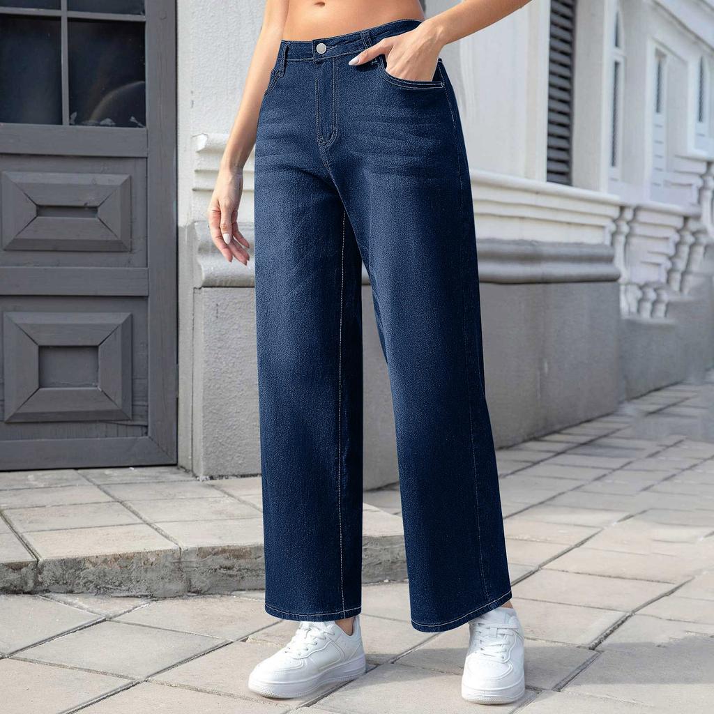 Women Winter Thciken Fleece Keep Warm Denim Jeans Ladies High Street Straight Pants