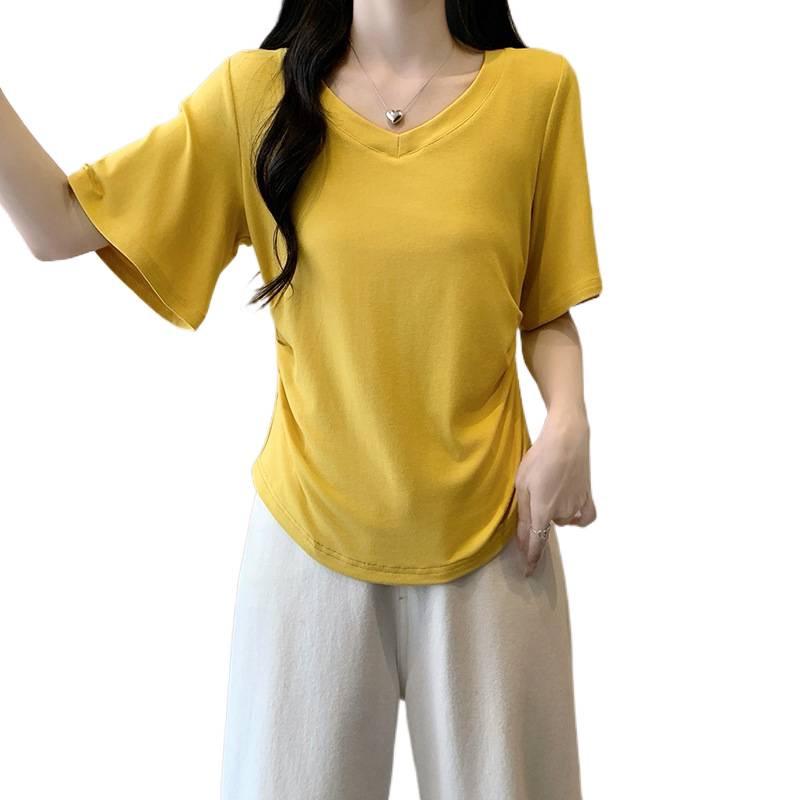 2026 Plus Size Women's V-Neck Slimming Short-Sleeve Summer Top