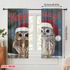 2 szt., druk płaski 2D Popularne Zasłony Czapka Mikołaja Sowy_ Płatki Śniegu Poliester (bez pręta) Prezenty do sypialni, salonu,