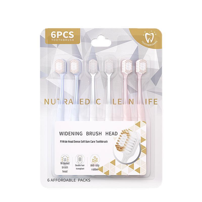 Premium Wide-Head Adult Toothbrush Set (6-Pack)