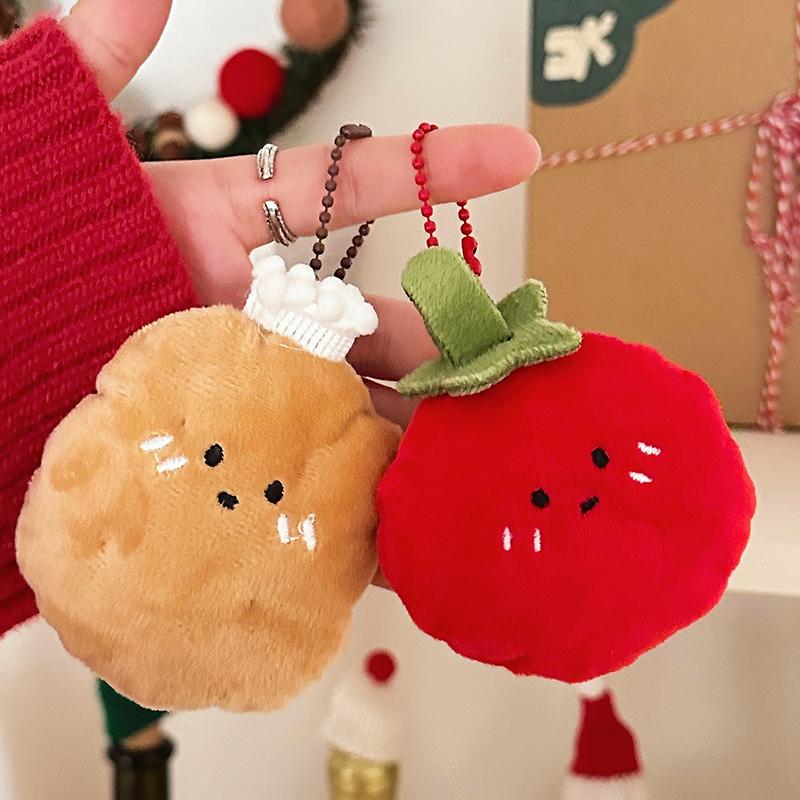 1Pc Kawaii Croissant Pendant Bread Doll Stuffed Keyrings Cute Tomatoes Plush Food Keychain For Bag Decoration Diy Accessories