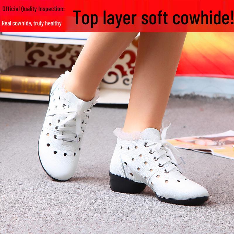 Women s Red Genuine Leather Dance Shoes - Soft Sole, Breathable, Stylish Square Sailor Design for All Seasons 38