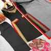Black Silk Kurta Set with Red & Gold Embroidered Borders and Net Dupatta