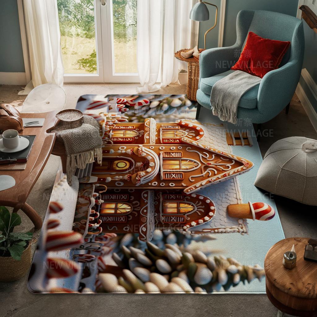 House Entrance Carpet Home Door Mat Living Room Bath Foot Bathroom Non-slip Water Absorption Rugs Bath Merry Christmas Winter