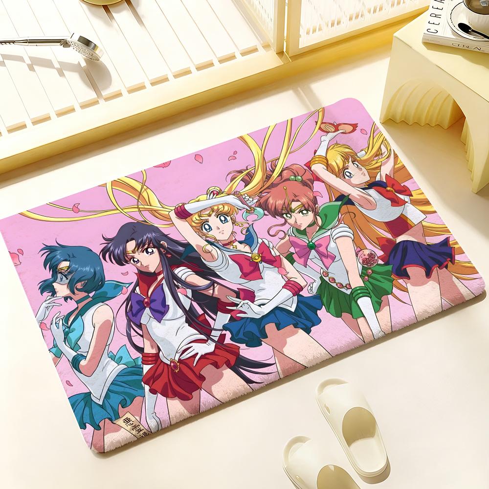 Hot Anime S-Sailor M-Moon Floor Mat Cozy Flannel Soft Thick Non-Slip Mat For Living Room Bedroom Kitchen Decor Rugs