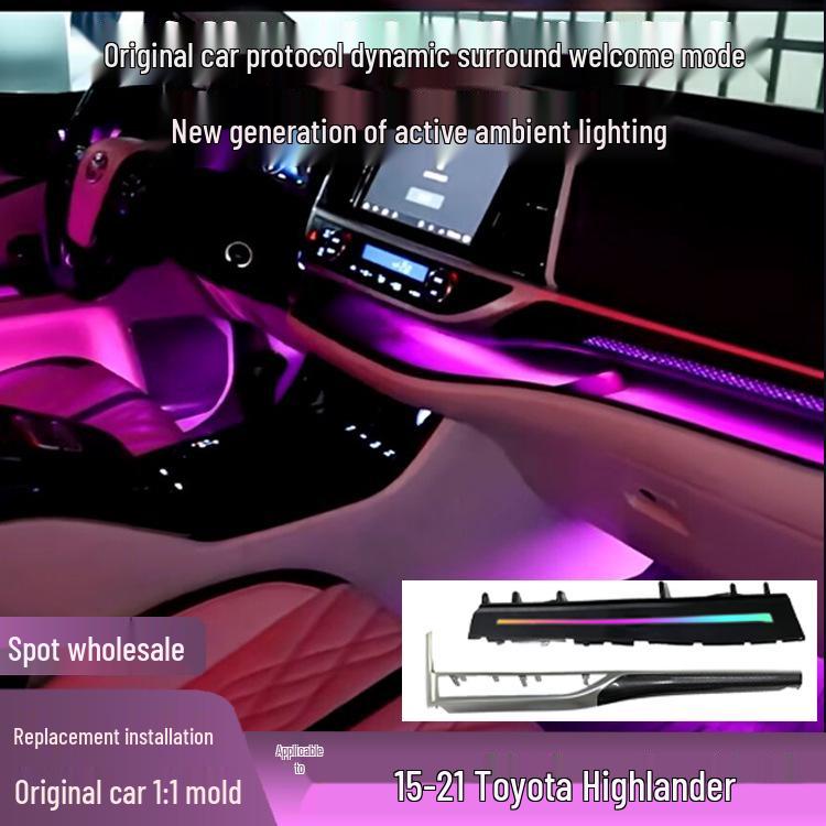 64-Color Ambient Atmosphere Lights for Toyota Highlander: Dynamic Interior Lighting with 18 Modes