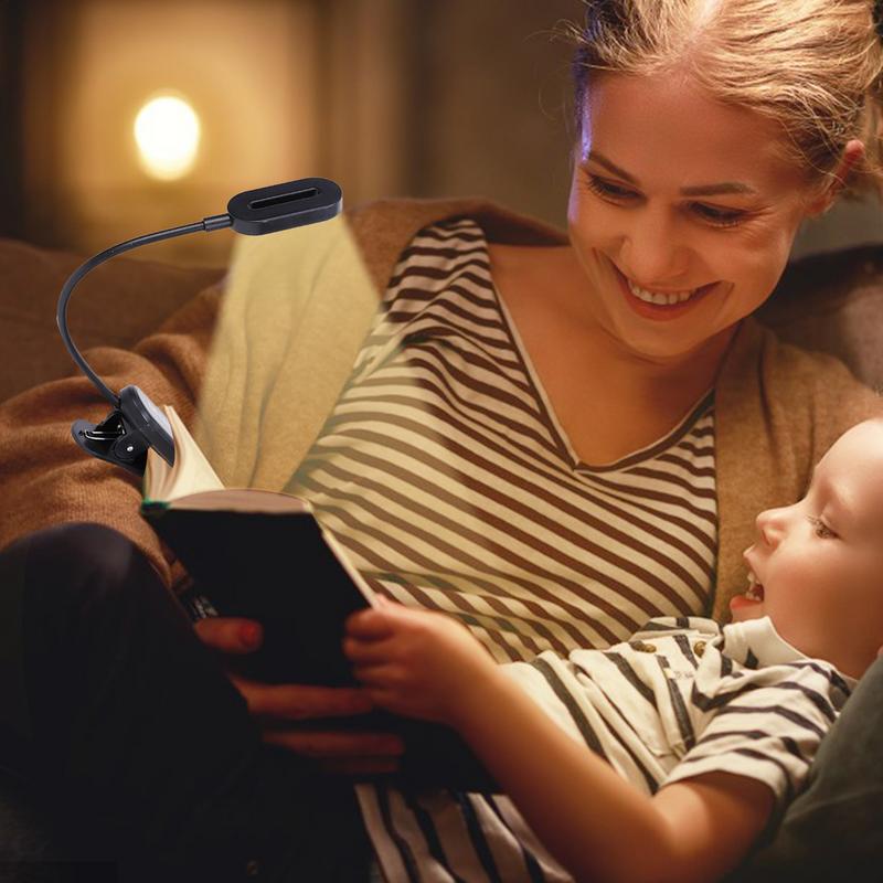 Book Light For Reading In Bed LED Clip On Reading Light With Flexible Neck Eye Caring Dimming Brightness Color Changeable Night