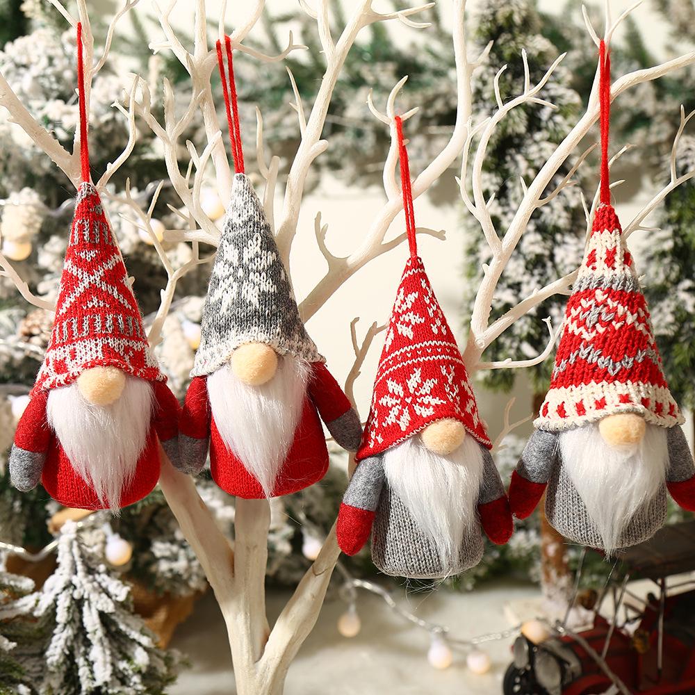Glowing Faceless Santa Knit Doll Christmas Display Prop