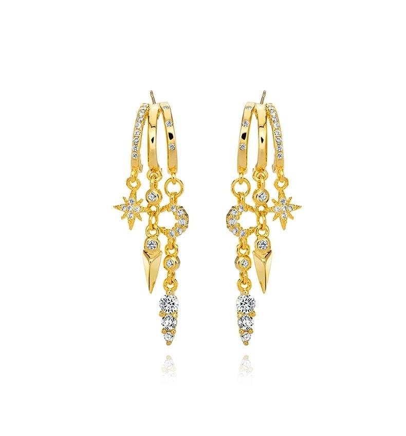 Fashion Jewelry 18K Gold Plated 925 Silver Earrings Piercing Jewelry 925 Sterling Silver Tassel Chain Stud Earrings for Women