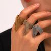Titanium Steel Bead Fringe Open Ring for Women Light Luxury High-End Finger Ring Non-Fading Hand Jewelry