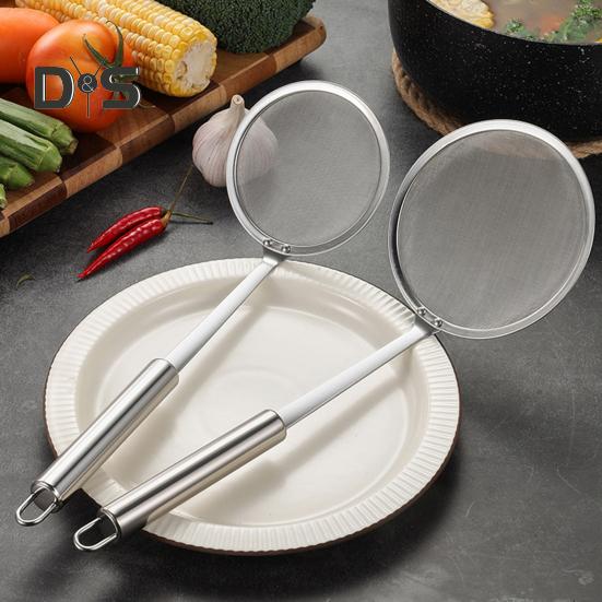 Oil Filter Spoon Stainless Steel Fast Filtering Moisture Removal Ergonomic Design with Hanging Hole Heat-resistant Drain Scoop