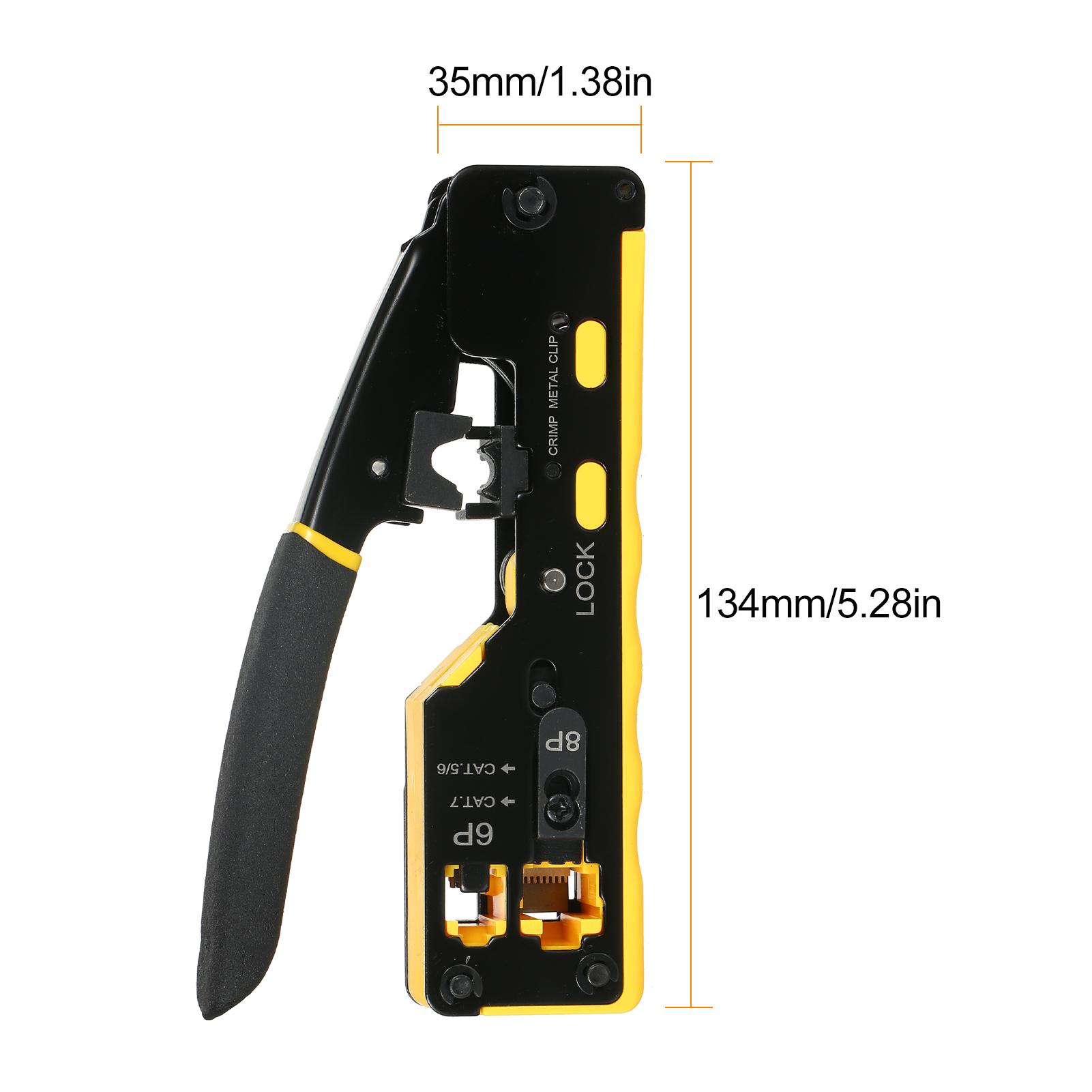 

RJ45 Crimp Tool Kit Pass Through Crimping Tool for Cat5e Cat6 Cat6a Pass Through Connector with 100Pcs Connectors 100Pcs Covers Cab