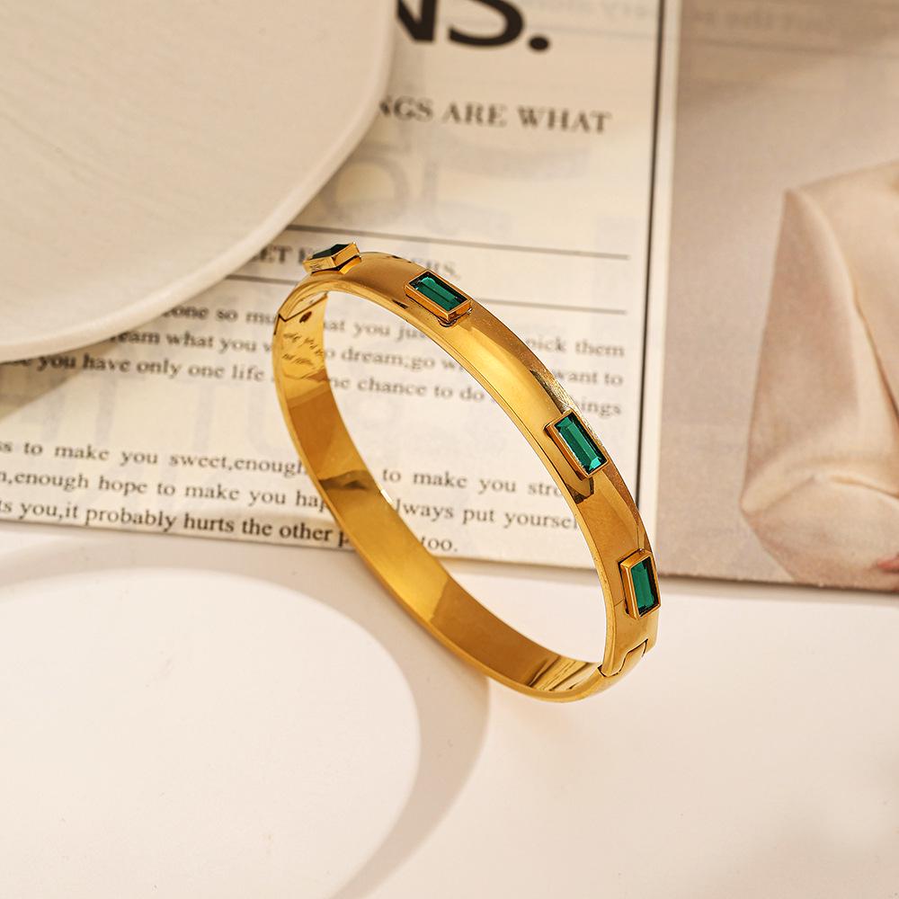 Yingtai Zircon Bracelet: Stainless Steel with Vacuum-Plated 18k Gold, Fine Polished, European & American Style, Ins Buckle Switch for Women